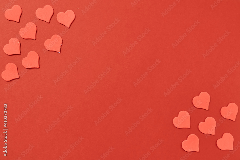 Red heart on a red background. Monochrome with a symphol of love for a card and a gift for the holiday of saint valentine. Postcard card for a date and a wedding. High quality photo Red heart on a red background. Monochrome with a symphol of love for a card and a gift for the holiday of saint valentine. Postcard card for a date and a wedding. High quality photo