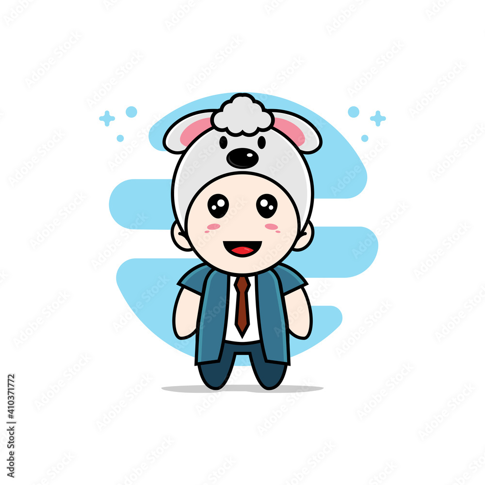Cute businessman character wearing dog costume. Cute businessman character wearing dog costume.