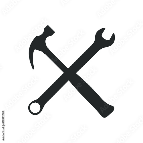 Wrench and hammer icon isolated on white background Vector illustration