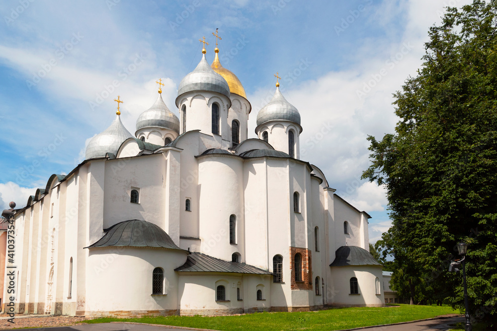 Veliky Novgorod, Russia-July 13, 2020: Saint Sophia cathedral. Kremlin of Great Novgorod Russia