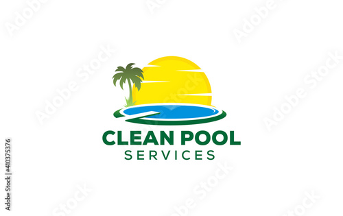 sun summer water pool logo