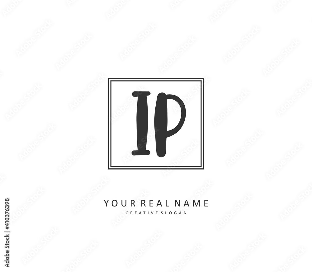 IP Initial letter handwriting and signature logo. A concept handwriting initial logo with template element.