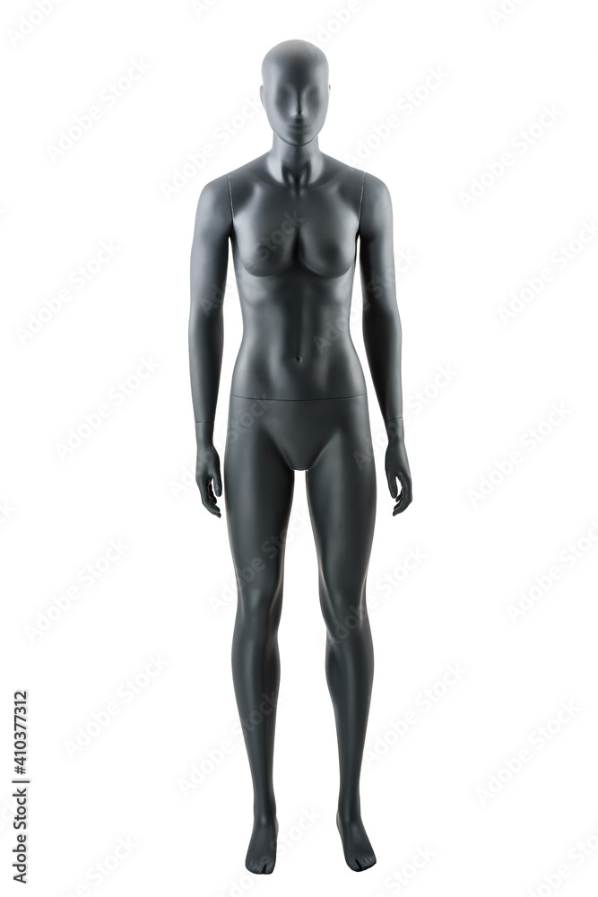Female gray athletic mannequin doll or store display dummy isolated. Female gray athletic mannequin doll or store display dummy isolated.