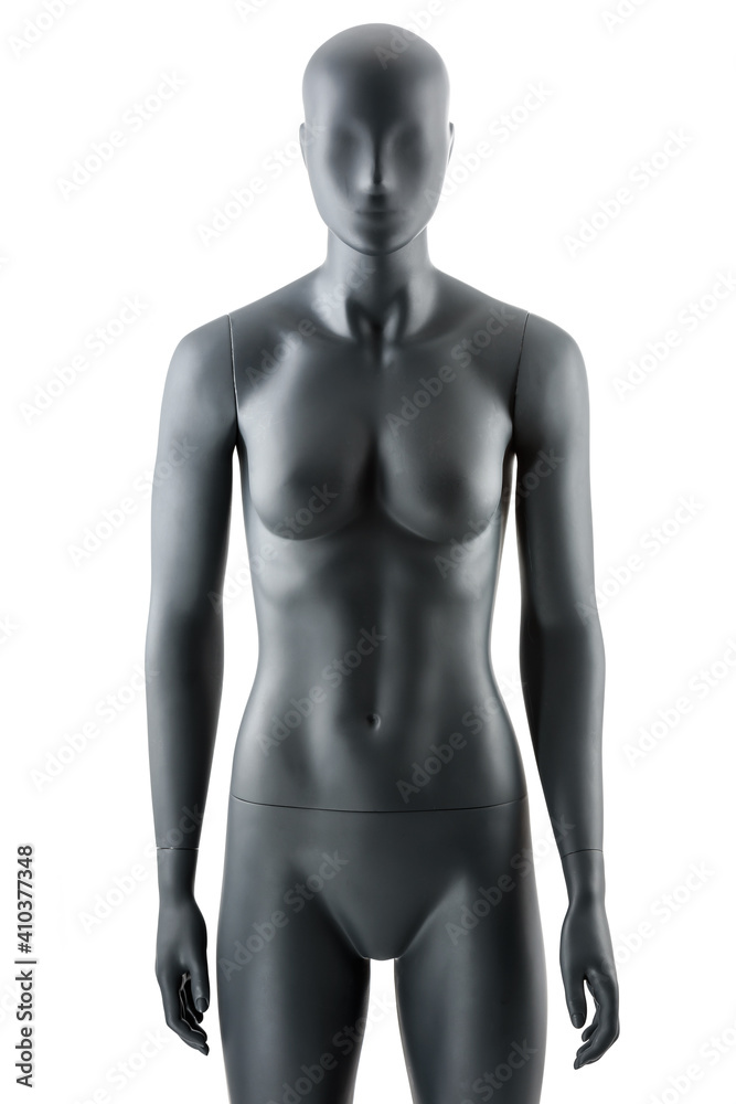Fototapeta premium Female gray athletic mannequin doll or store display dummy isolated.