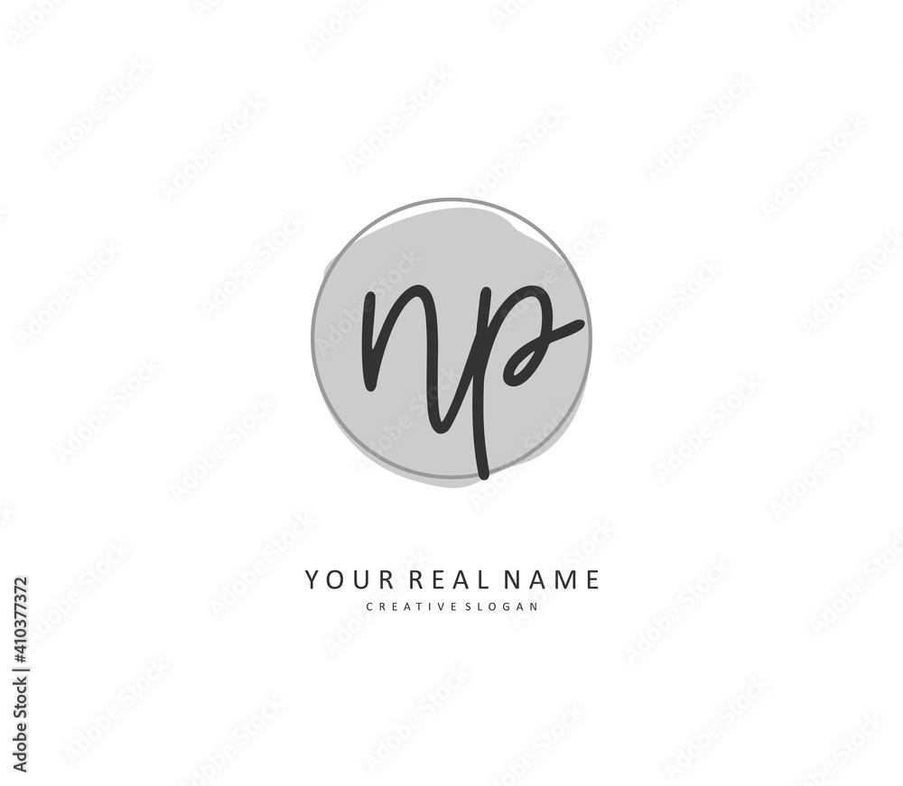 NP Initial letter handwriting and signature logo. A concept handwriting initial logo with template element. NP Initial letter handwriting and signature logo. A concept handwriting initial logo with template element.