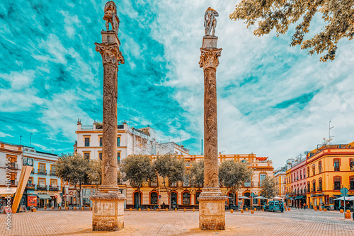 Column Alameda de Hercules in downtown of the city Seville - is