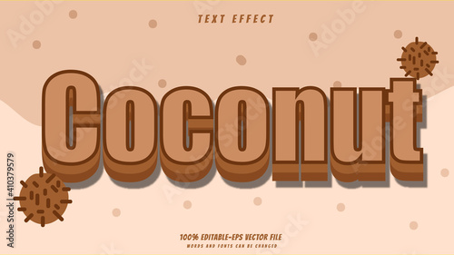 coconut text effect design vector
