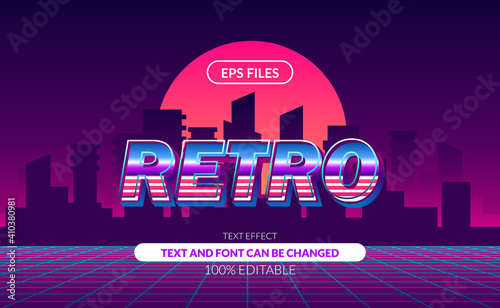 80s city pop retro vintage editable text effect. eps file