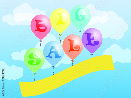 The balloons are announcing a sale. Banner