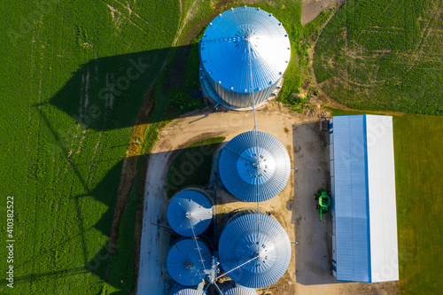 Aerial view of a silos in Kaneville township near Chicago in Illinois region. United States of America. photo