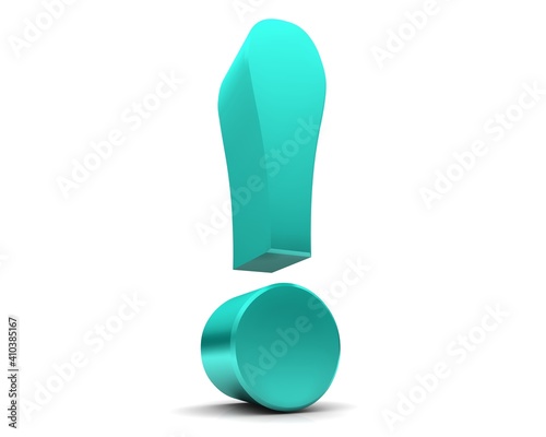 Exclamation mark turquoise 3d