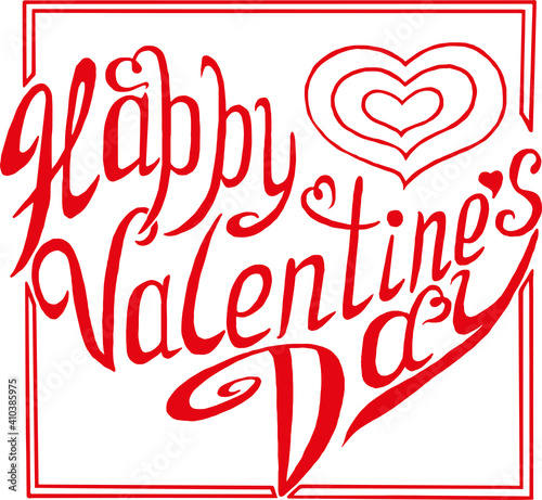 square Lettering Happy Valentines Day with hearts