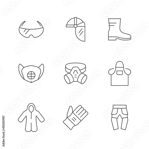 Set line icons of personal protective equipment