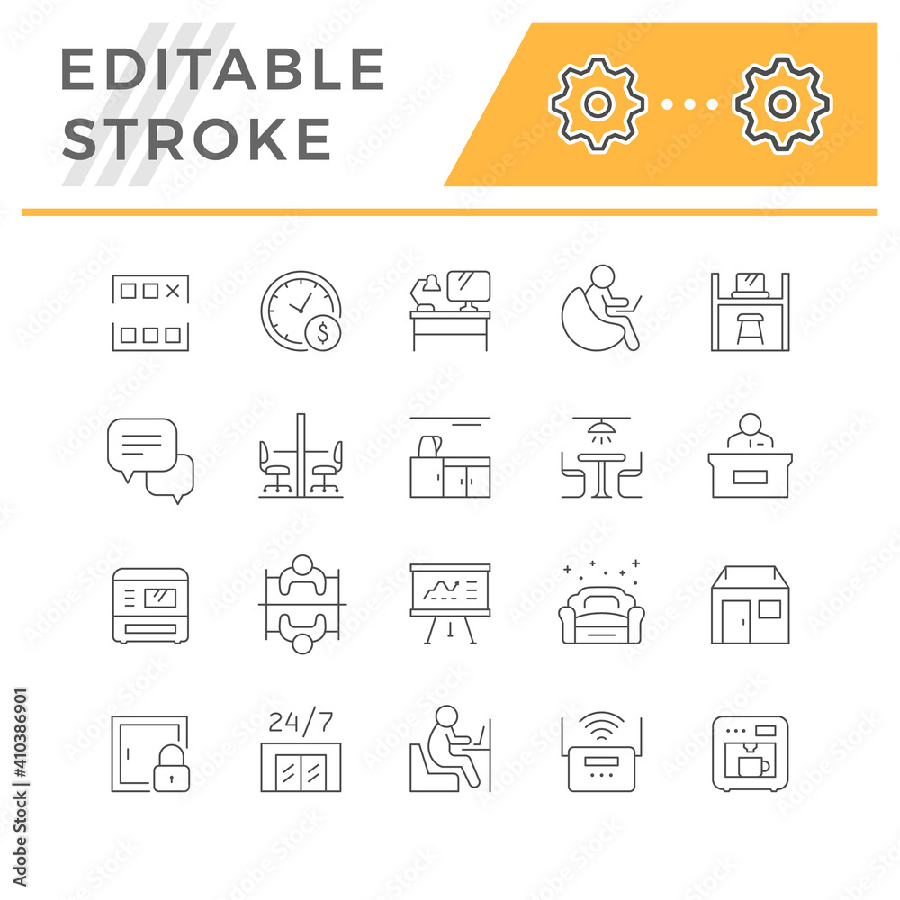Set line icons of co-working Set line icons of co-working