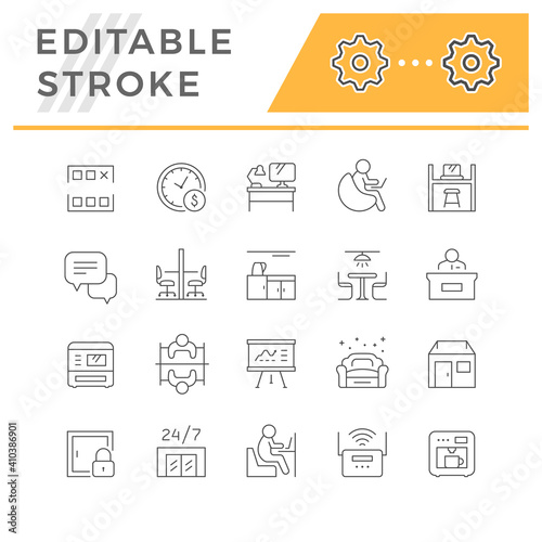Set line icons of co-working