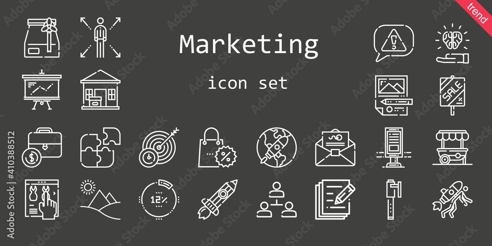 marketing icon set. line icon style. marketing related icons such as rising, mail, hierarchical structure, idea, billboard, network, target, presentation, online shop, planning, sale, food stand marketing icon set. line icon style. marketing related icons such as rising, mail, hierarchical structure, idea, billboard, network, target, presentation, online shop, planning, sale, food stand