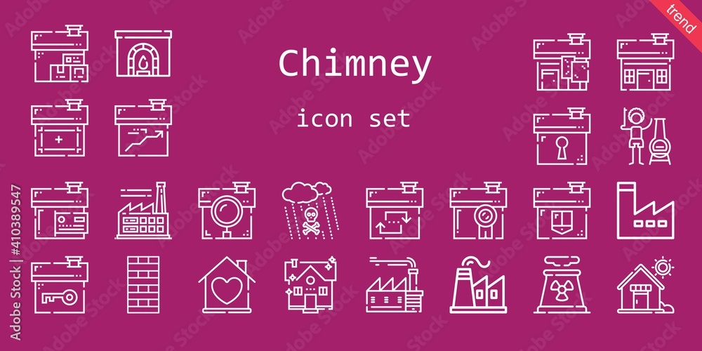 chimney icon set. line icon style. chimney related icons such as factory, chimney, acid rain, nuclear plant, house chimney icon set. line icon style. chimney related icons such as factory, chimney, acid rain, nuclear plant, house