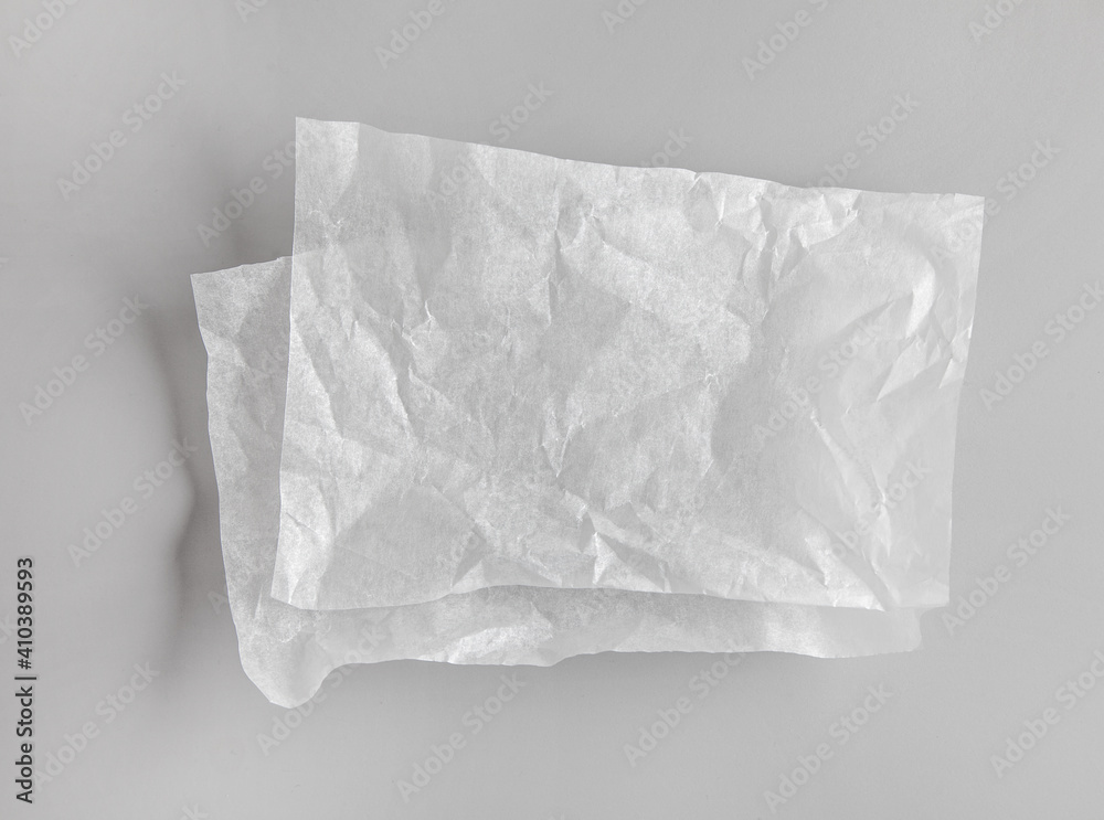 crumpled sheets of white baking paper - obrazy, fototapety, plakaty 