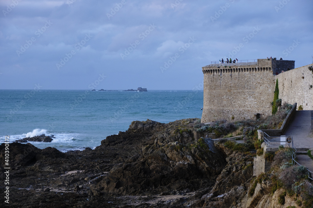 the Bidouane Tower is one of the main fortified towers of the ramparts of Saint Malo,  Brittany, France