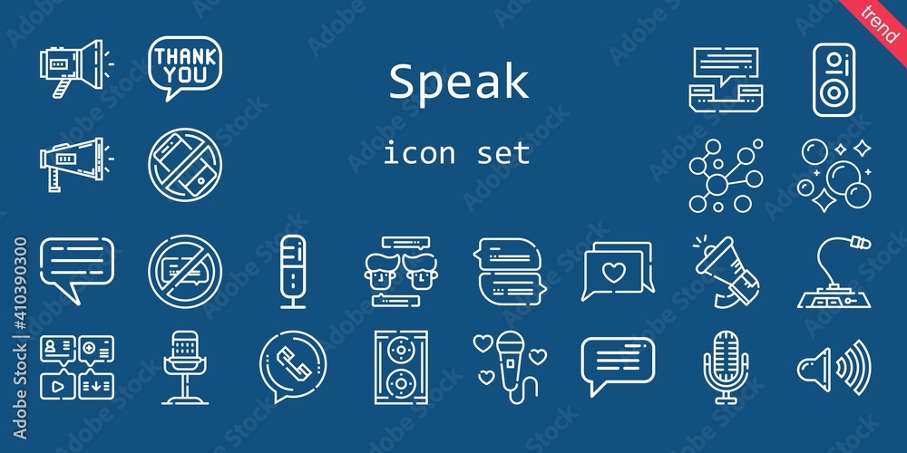 speak icon set. line icon style. speak related icons such as speech bubble, megaphone, silent, no chatting, bubble, chat, speaker, phone call, bubbles, microphone, message speak icon set. line icon style. speak related icons such as speech bubble, megaphone, silent, no chatting, bubble, chat, speaker, phone call, bubbles, microphone, message