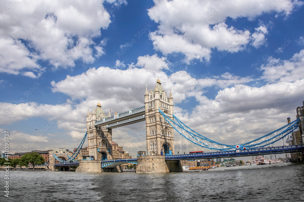 Tower Bridge with Thames river in London, England, UK