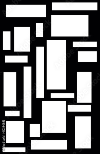White rectangles on a black background. Abstract texture