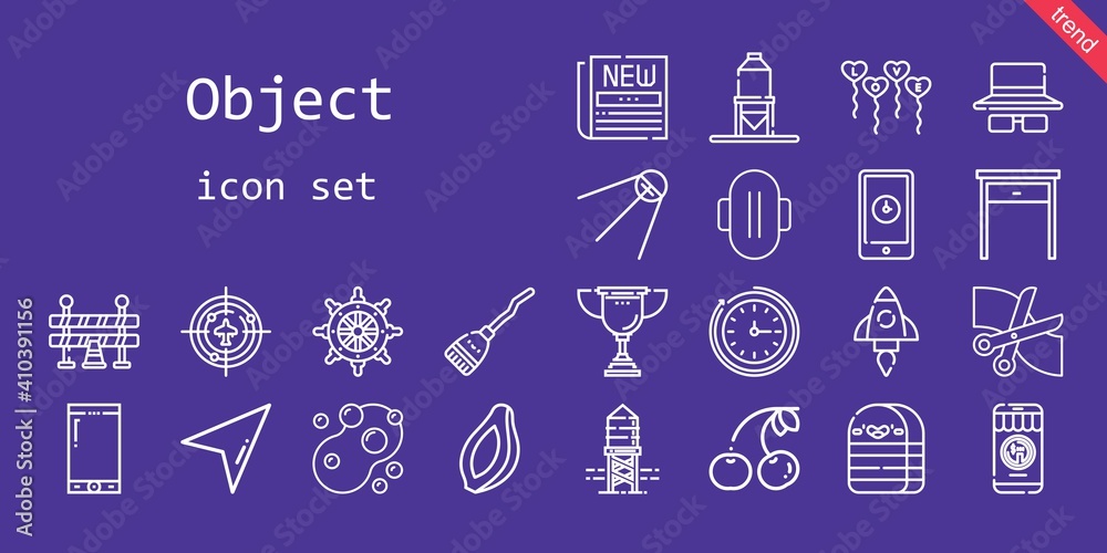 object icon set. line icon style. object related icons such as cursor, papaya, newspaper, sponge, cherry, eraser, sunglasses, smartphone, balloons, compress, broom, traffic barrier, wall clock object icon set. line icon style. object related icons such as cursor, papaya, newspaper, sponge, cherry, eraser, sunglasses, smartphone, balloons, compress, broom, traffic barrier, wall clock