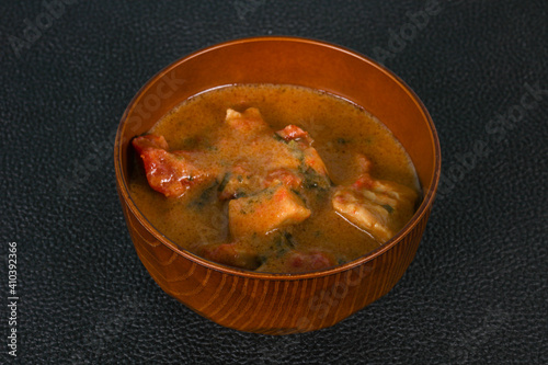 Traditional thai curry chicken soup