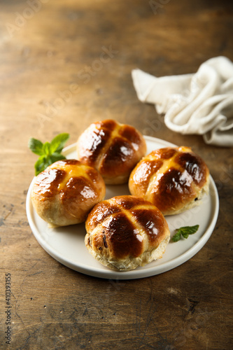 Traditional homemade hot cross buns