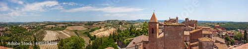 panorama of Certaldo, a town of Tuscany, in the middle of Valdelsa, near Florence. It was home to the family of Giovanni Boccaccio, author of the Decameron. 