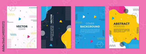 Set of abstract geometric memphis templates. Universal cover Designs for Annual Report, Brochures, Flyers, Presentations, Leaflet, Magazine.	 photo