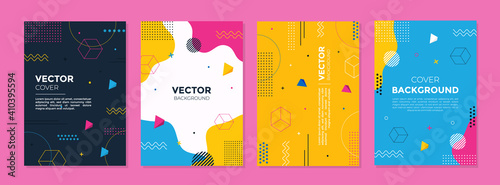 Set of abstract geometric memphis templates. Universal cover Designs for Annual Report, Brochures, Flyers, Presentations, Leaflet, Magazine.	