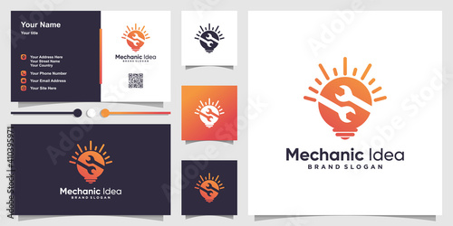 Mechanic idea logo part 2, with modern creative concept and business card design template Premium Vector