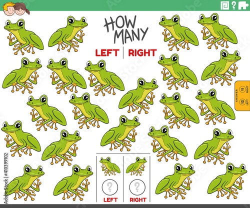 counting left and right pictures of cartoon tree frog animal