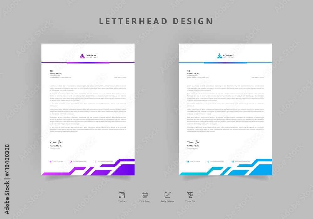 Professional modern business letterhead template Vector Professional modern business letterhead template Vector