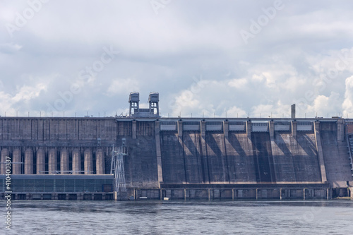 Krasnoyarsk hydroelectric power station on the Yenisei River...