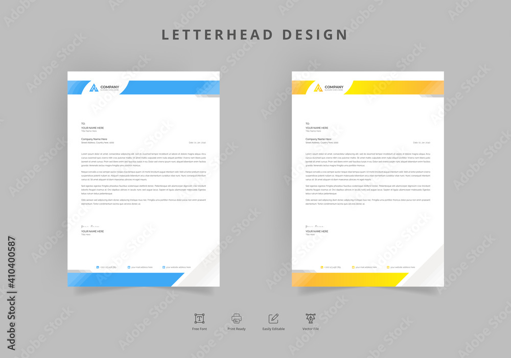 modern business letterhead design template Vector