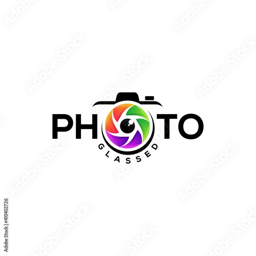 Vector logo design colorful photo lens.