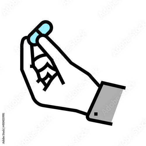 hand holding probiotics drug color icon vector. hand holding probiotics drug sign. isolated symbol illustration