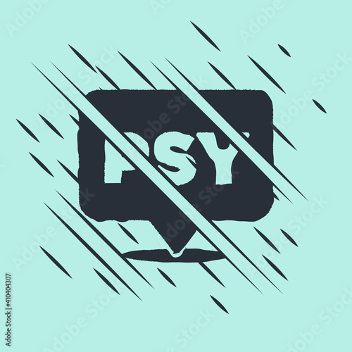 Black Psychology icon isolated on green background. Psi symbol. Mental health concept, psychoanalysis analysis and psychotherapy. Glitch style. Vector.