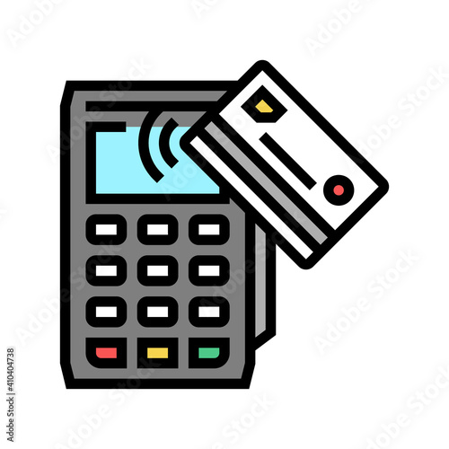 card contactless pay post terminal device color icon vector. card contactless pay post terminal device sign. isolated symbol illustration