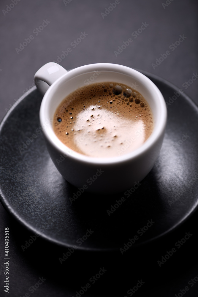 Cup of coffee on black background. Close up. Cup of coffee on black background. Close up.