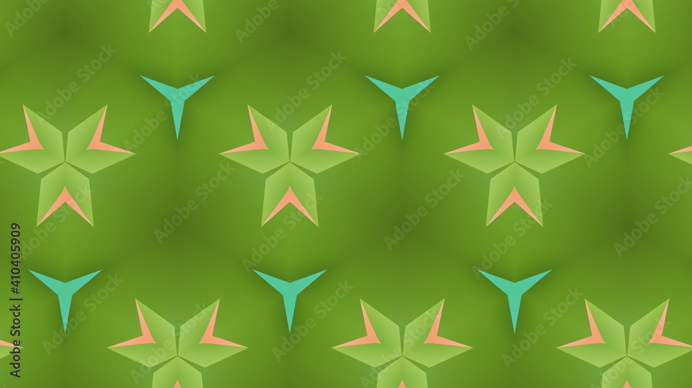 Obraz premium Futuristic green symmetrical shapes and pattern isolated on gradient background design concept