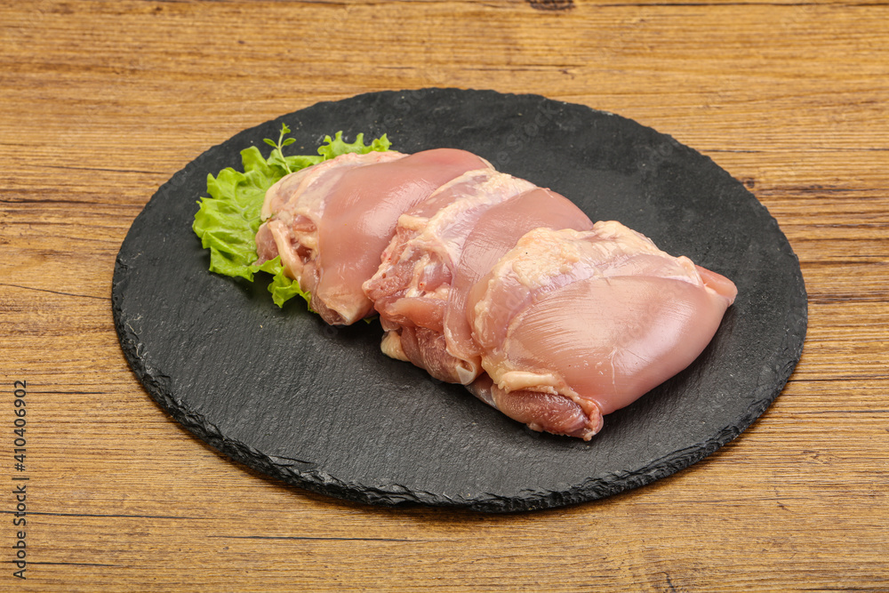 Raw chicken boneless and skinless leg Raw chicken boneless and skinless leg
