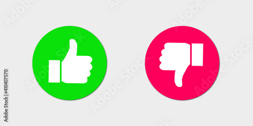 Thumb up and down flat icon. Vector button on a white background