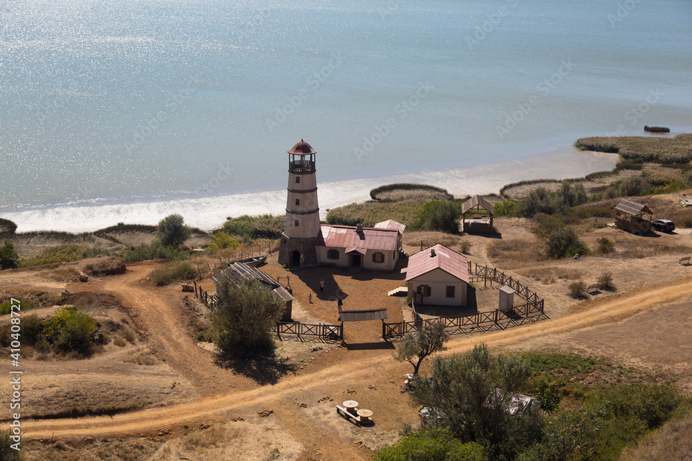 Lighthouse at the beach at the sea