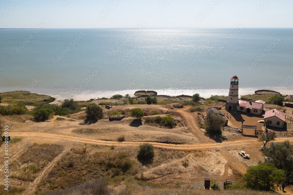 Lighthouse at the beach at the sea