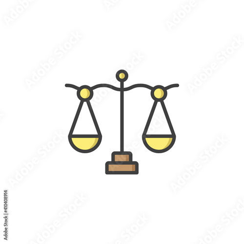 Libra, scale icon, color, line, outline vector sign, linear style pictogram isolated on white. Symbol, logo illustration