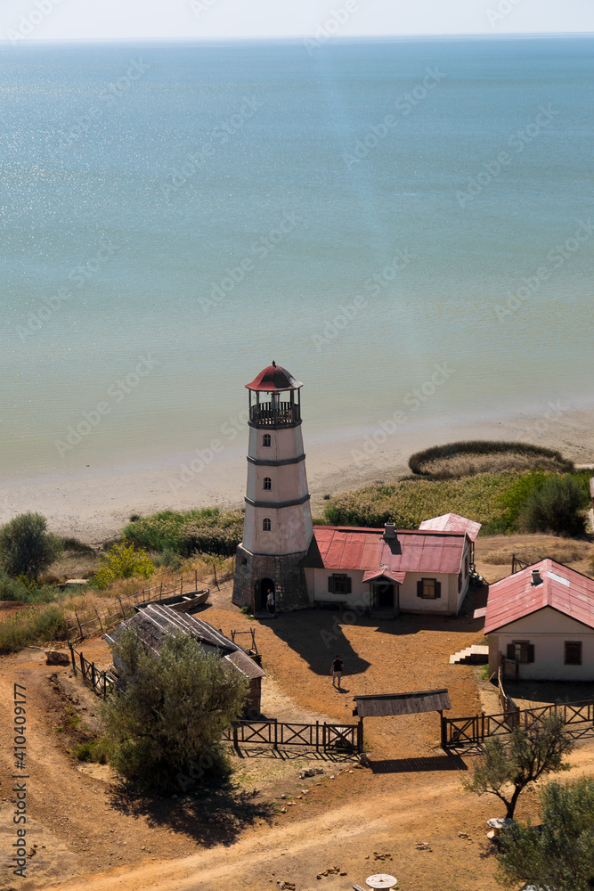 Lighthouse at the beach at the sea