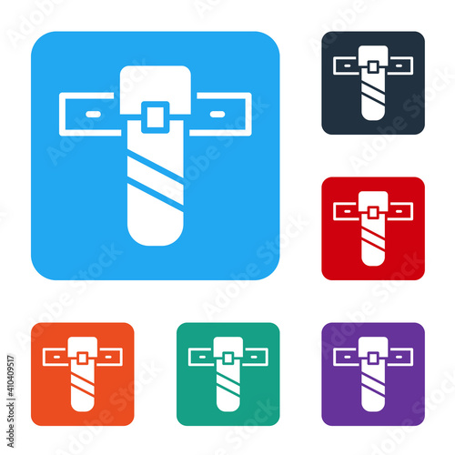 White Knife holster icon isolated on white background. Set icons in color square buttons. Vector.